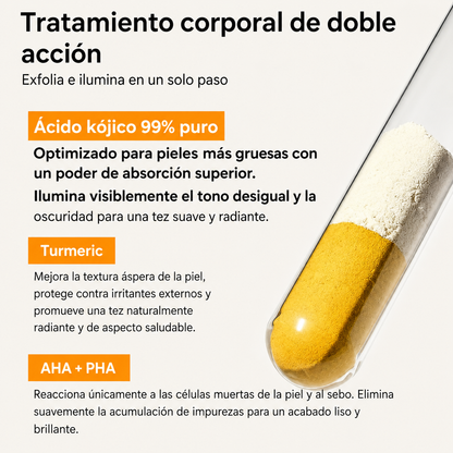 Veilosy Peel Shot - Spray exfoliante corporal con ácido kójico y cúrcuma