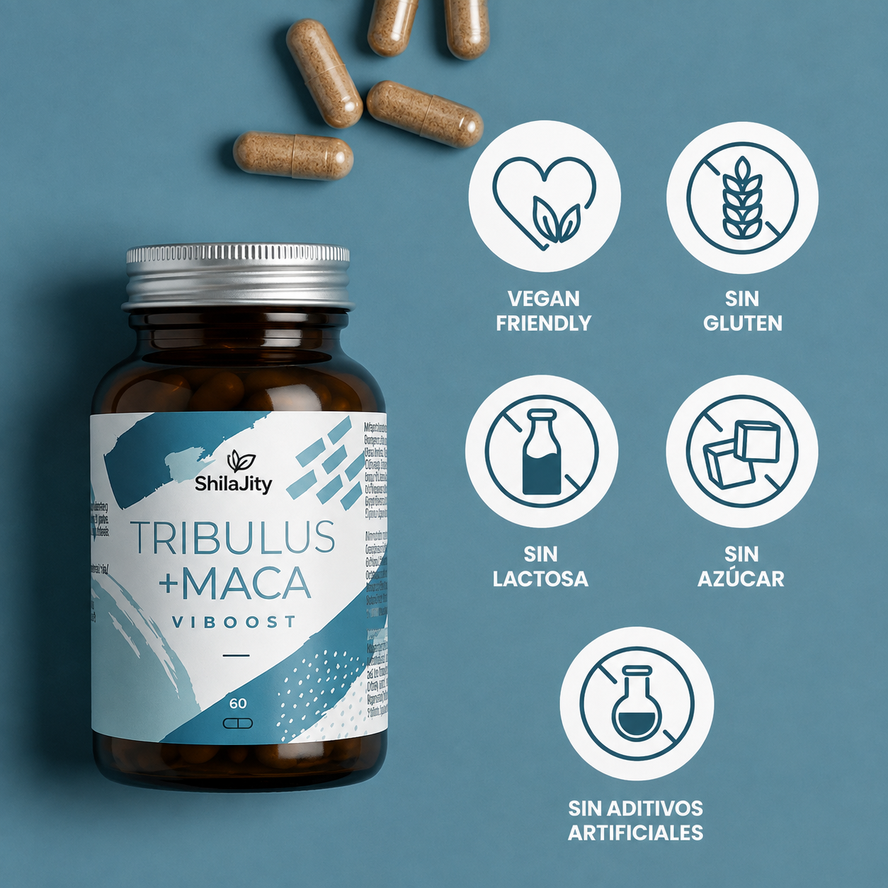 Suplemento para la Testosterona con Zinc Viboost Tribulus + Maca