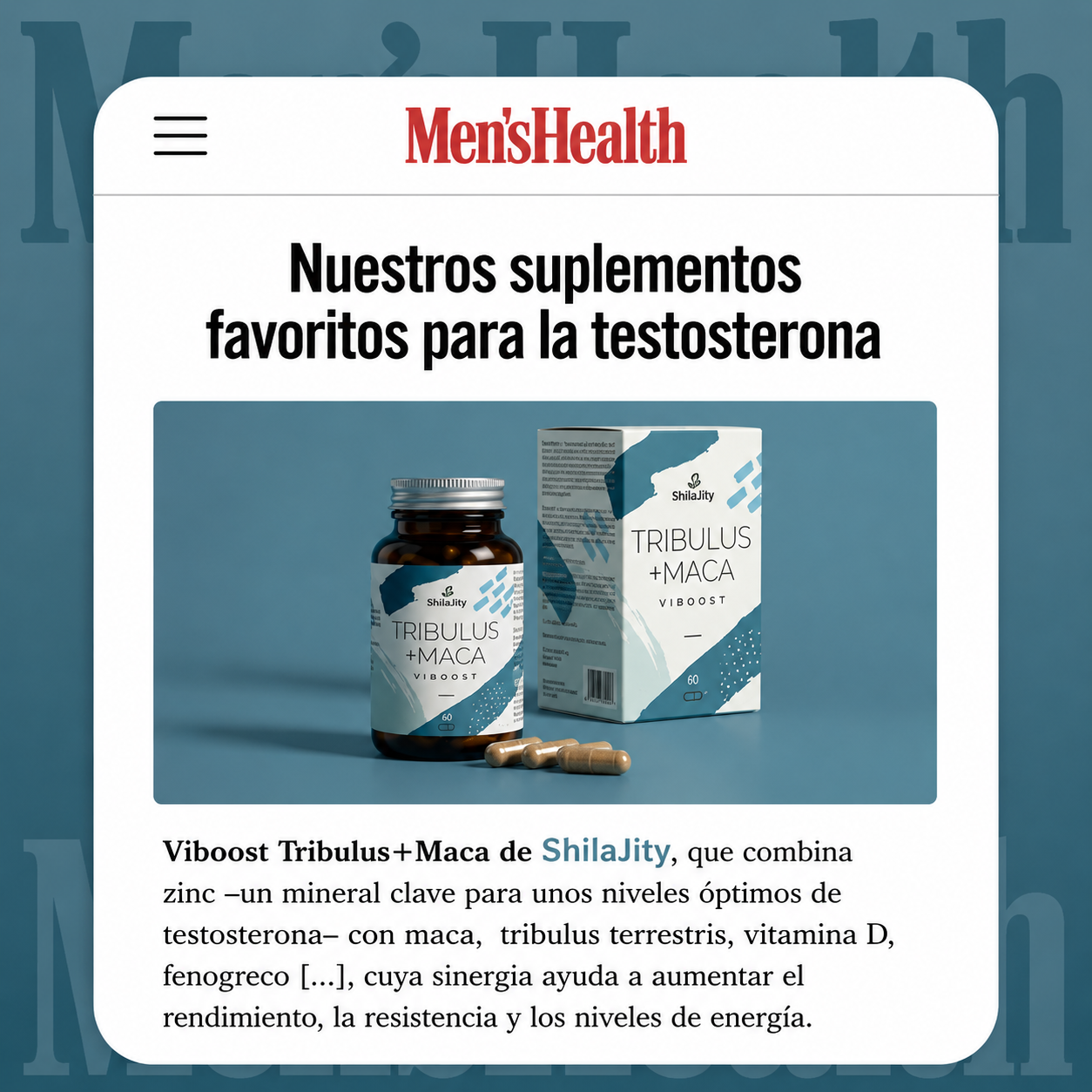 Suplemento para la Testosterona con Zinc Viboost Tribulus + Maca