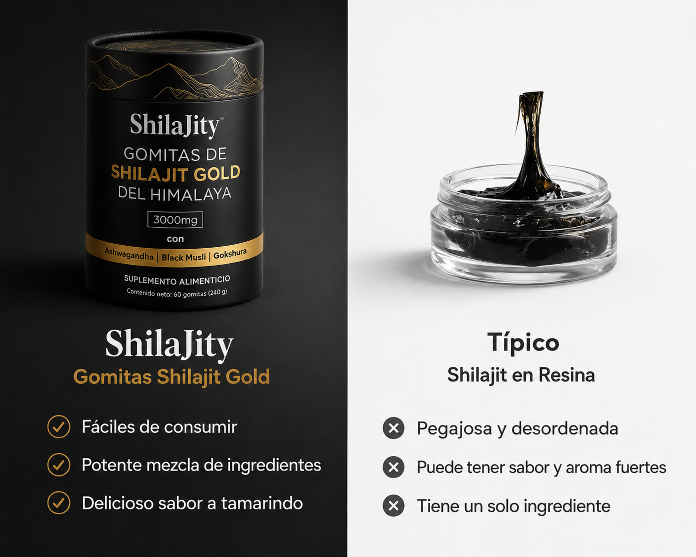 Shilajit Himalayo en Gominolas – 80 gominolas con Ashwagandha