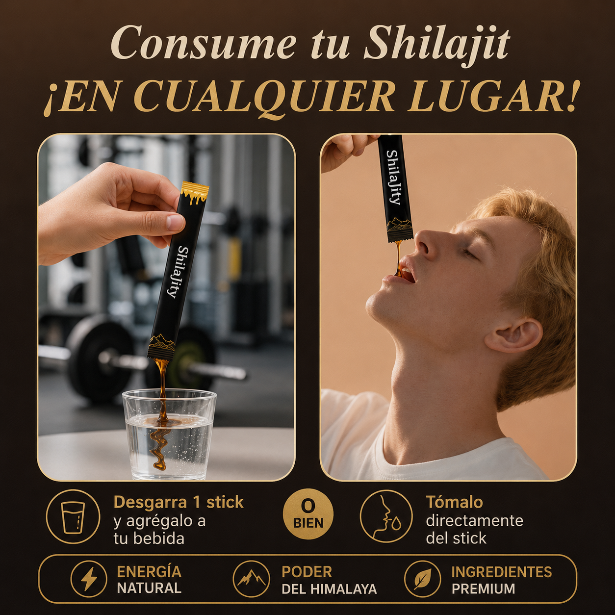 Himalayan Shilajit Honey Sticks 85+ Minerales Naturales
